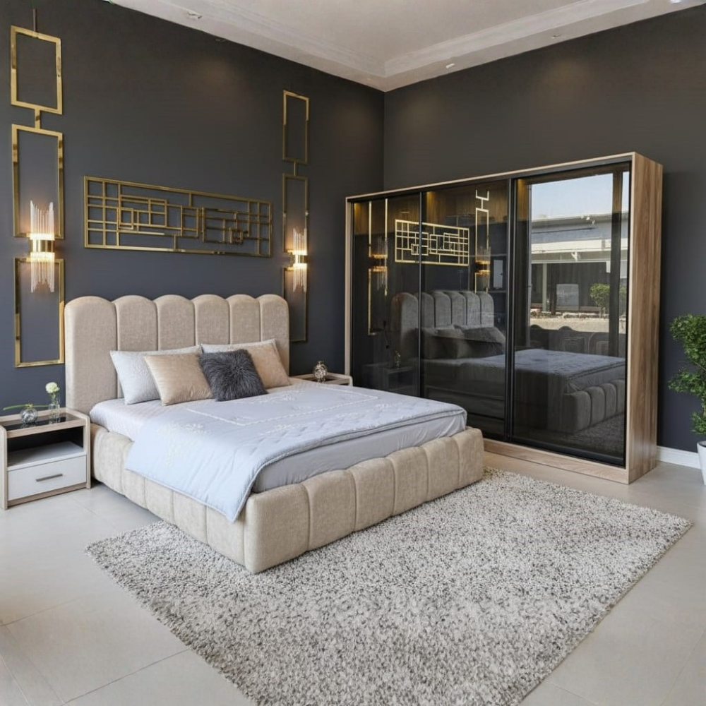 غرفة نوم موديرن 6 قطع خشب ام دي اف تايلاندي ضمان خمس سنوات