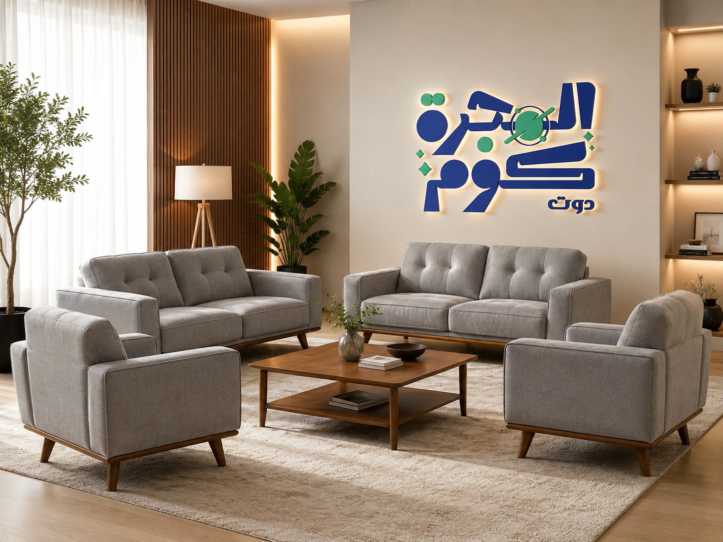 طقم كنب استقبال كلاسيك مودرن أوف وايت مخطط 2 كنبة و2 كرسي