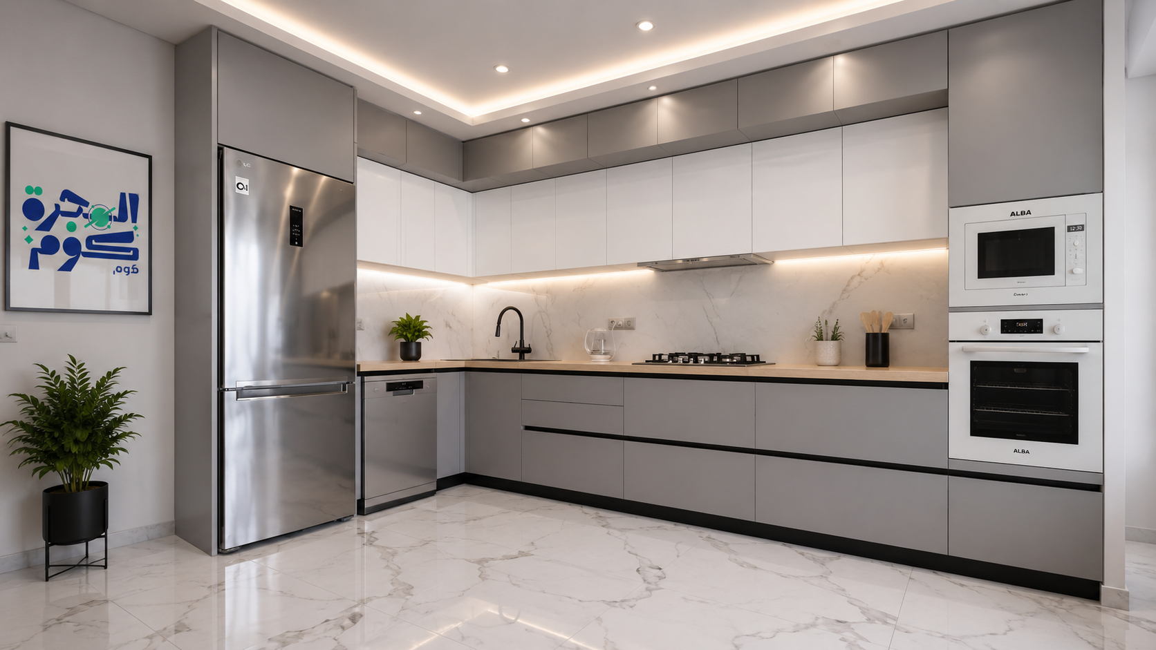 مطبخ ريفا جراي 6 متر × ارتفاع 2.70 متر